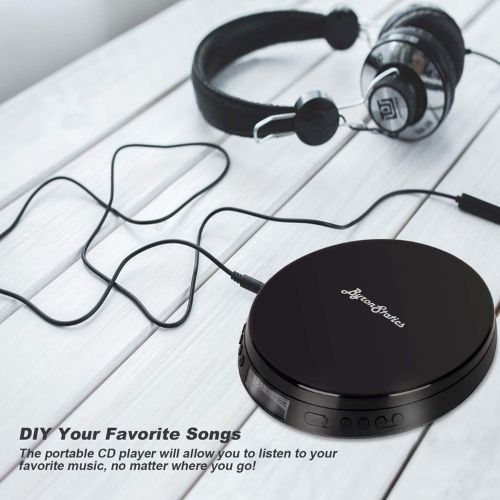 ByronStatics Reproductor portátil de CD de disco, música personal Walkman  protección a prueba de golpes, ligero, conector para auriculares, batería  DC